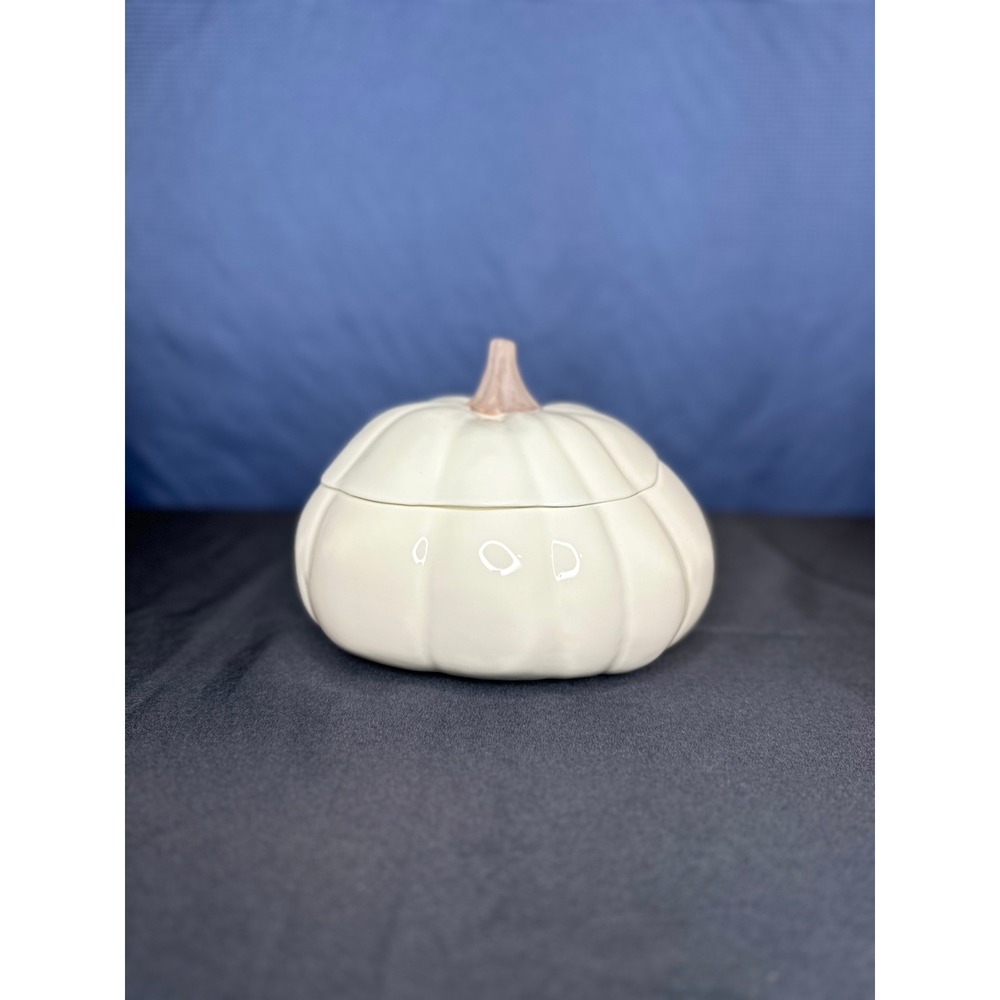 VTG Crate & Barrel Ceramic Pumpkin Soup Tureen, Cozy Autumn, Seasonal Minimalist